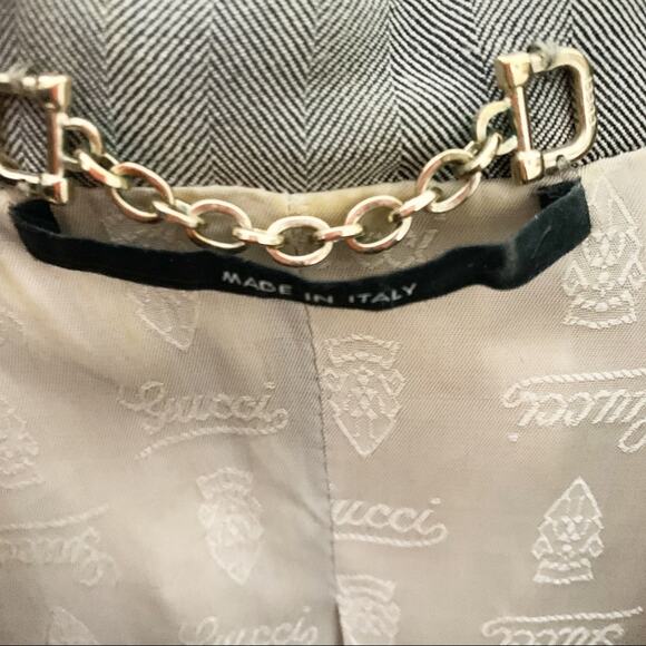 Gucci Blazer SZ 40 w/ Leather Gold Hardware Back Link - Picture 6 of 6